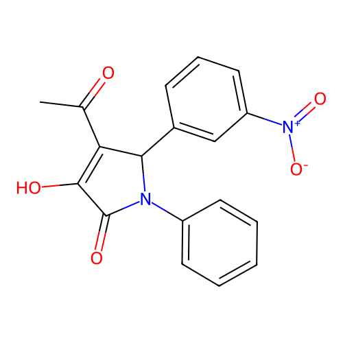 4-acetyl-3-hydroxy-5-(3-nitrophenyl)-1-phenyl-1,5-dihydro-2H-pyrrol-2-one structure