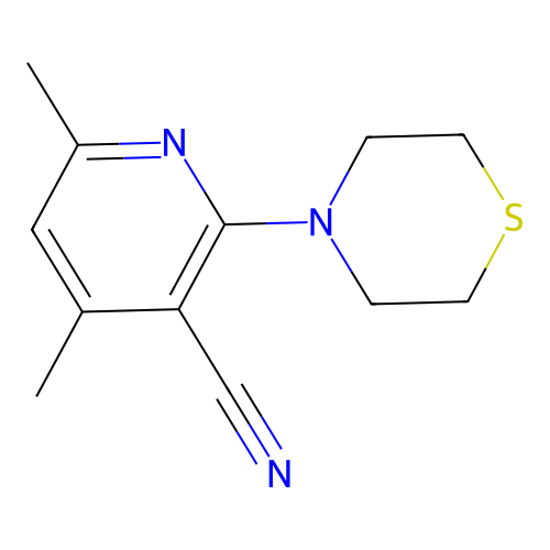 4,6-Dimethyl-2-(thiomorpholin-4-yl)pyridine-3-carbonitrile structure