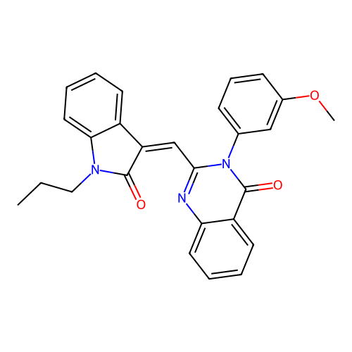 (Z)-3-(3-methoxyphenyl)-2-((2-oxo-1-propylindolin-3-ylidene)methyl)quinazolin-4(3H)-one structure