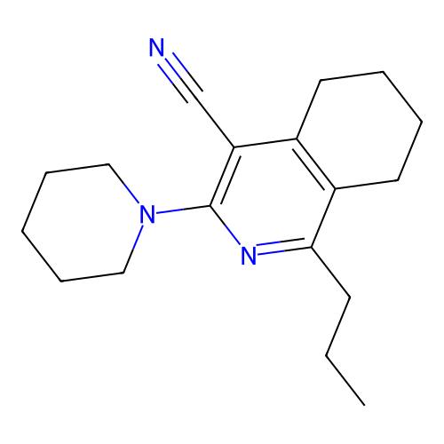 3-(Piperidin-1-yl)-1-propyl-5,6,7,8-tetrahydroisoquinoline-4-carbonitrile structure