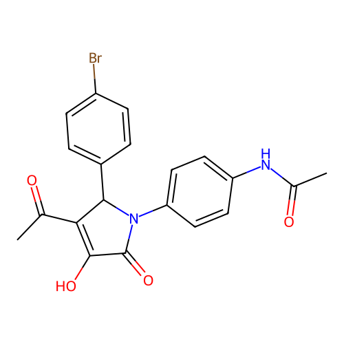 N-[4-[3-acetyl-2-(4-bromophenyl)-4-hydroxy-5-oxo-2H-pyrrol-1-yl]phenyl]acetamide structure