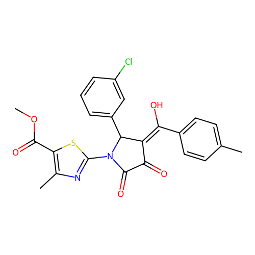 methyl 2-(2-(3-chlorophenyl)-4-hydroxy-3-(4-methylbenzoyl)-5-oxo-2,5-dihydro-1H-pyrrol-1-yl)-4-methylthiazole-5-carboxylate structure