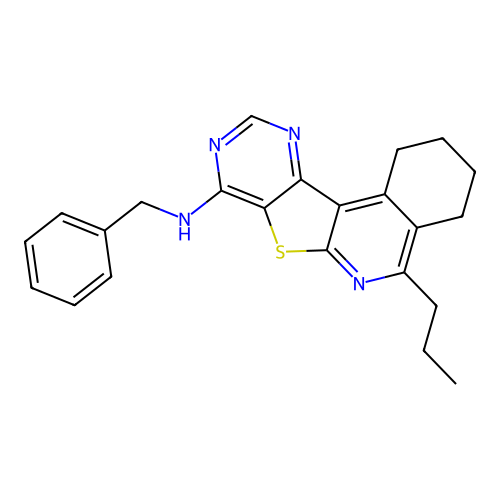 N-benzyl-5-propyl-1,2,3,4-tetrahydropyrimido[4',5':4,5]thieno[2,3-c]isoquinolin-8-amine structure
