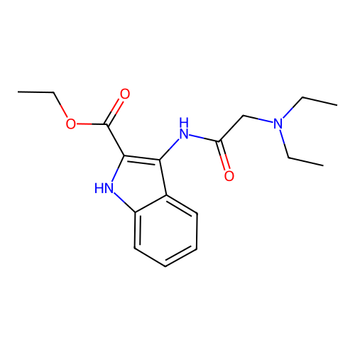 ethyl 3-[(N,N-diethylglycyl)amino]-1H-indole-2-carboxylate structure