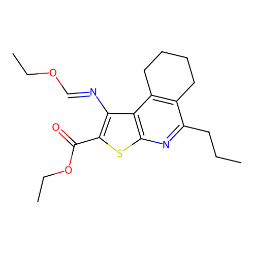 (E)-ethyl 1-((ethoxymethylene)amino)-5-propyl-6,7,8,9-tetrahydrothieno[2,3-c]isoquinoline-2-carboxylate structure