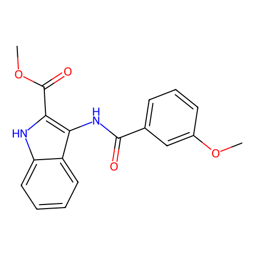 methyl 3-{[(3-methoxyphenyl)carbonyl]amino}-1H-indole-2-carboxylate structure