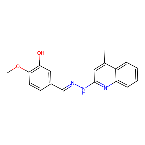 2-methoxy-5-{(E)-[2-(4-methylquinolin-2-yl)hydrazinylidene]methyl}phenol structure