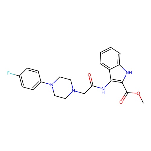 Methyl 3-[[2-[4-(4-fluorophenyl)piperazin-1-yl]acetyl]amino]-1H-indole-2-carboxylate structure