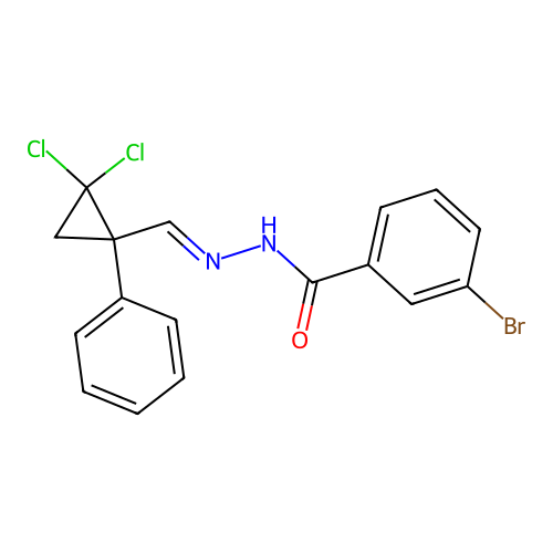3-bromo-N'-[(E)-(2,2-dichloro-1-phenylcyclopropyl)methylidene]benzohydrazide structure