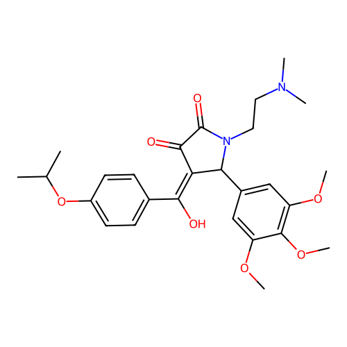 (4E)-1-(2-dimethylaminoethyl)-4-[hydroxy-(4-propan-2-yloxyphenyl)methylidene]-5-(3,4,5-trimethoxyphenyl)pyrrolidine-2,3-dione structure