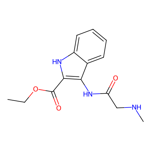 ethyl 3-[(N-methylglycyl)amino]-1H-indole-2-carboxylate structure