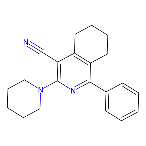 1-Phenyl-3-(piperidin-1-yl)-5,6,7,8-tetrahydroisoquinoline-4-carbonitrile structure