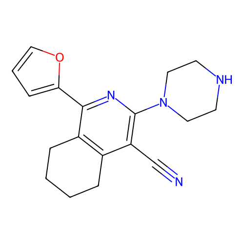 1-Furan-2-yl-3-piperazin-1-yl-5,6,7,8-tetrahydro-isoquinoline-4-carbonitrile structure
