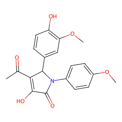 3-acetyl-4-hydroxy-2-(4-hydroxy-3-methoxyphenyl)-1-(4-methoxyphenyl)-2H-pyrrol-5-one structure