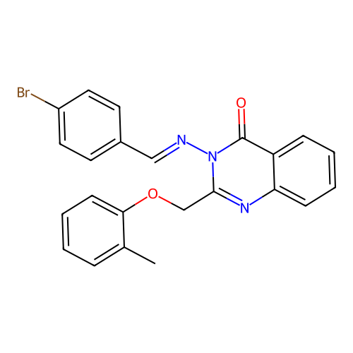 (E)-3-((4-bromobenzylidene)amino)-2-((o-tolyloxy)methyl)quinazolin-4(3H)-one structure