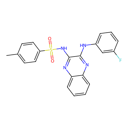 N-(3-((3-fluorophenyl)amino)quinoxalin-2-yl)-4-methylbenzenesulfonamide structure
