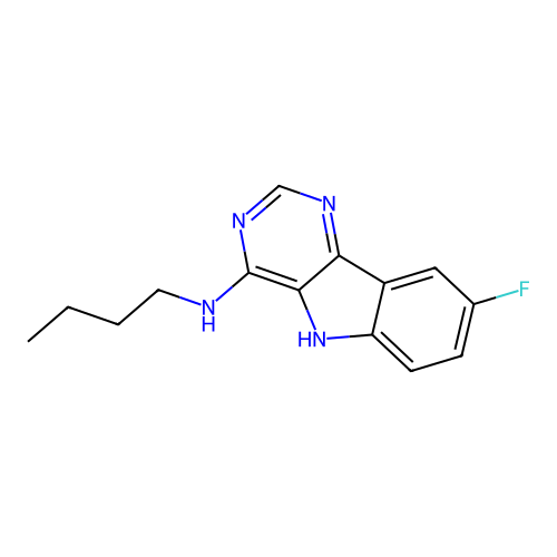 N-butyl-8-fluoro-5H-pyrimido[5,4-b]indol-4-amine structure