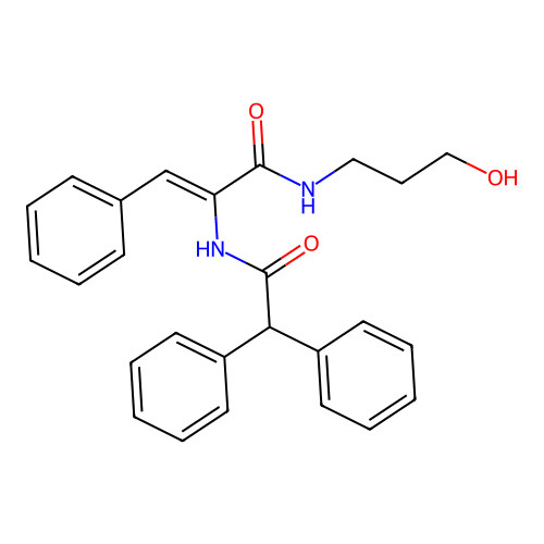 (2Z)-2-[(diphenylacetyl)amino]-N-(3-hydroxypropyl)-3-phenylprop-2-enamide structure
