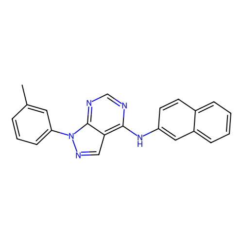 1-(3-methylphenyl)-N-(naphthalen-2-yl)-1H-pyrazolo[3,4-d]pyrimidin-4-amine structure