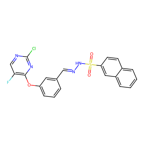 (E)-N'-(3-((2-chloro-5-fluoropyrimidin-4-yl)oxy)benzylidene)naphthalene-2-sulfonohydrazide structure