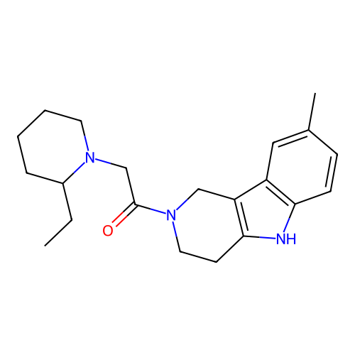 2-(2-ethylpiperidin-1-yl)-1-(8-methyl-1,3,4,5-tetrahydropyrido[4,3-b]indol-2-yl)ethanone structure