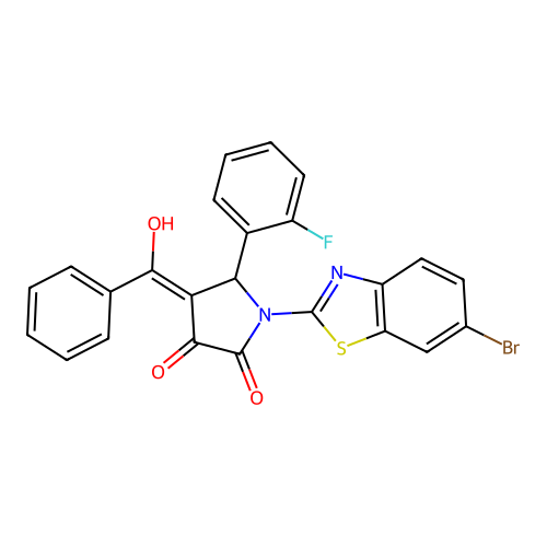 (4E)-1-(6-bromo-1,3-benzothiazol-2-yl)-5-(2-fluorophenyl)-4-[hydroxy(phenyl)methylidene]pyrrolidine-2,3-dione structure