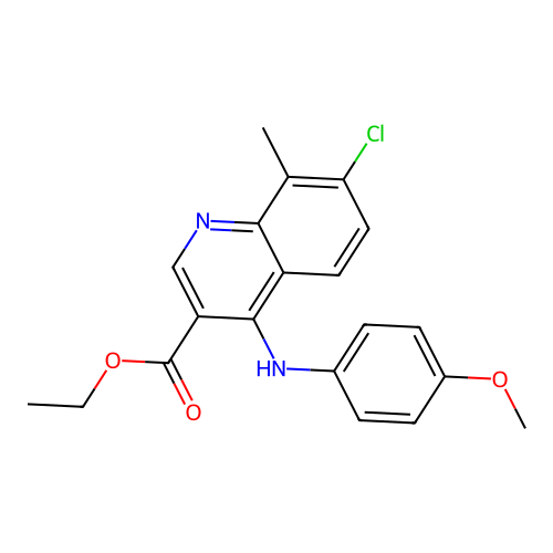 Ethyl 7-chloro-4-[(4-methoxyphenyl)amino]-8-methylquinoline-3-carboxylate structure