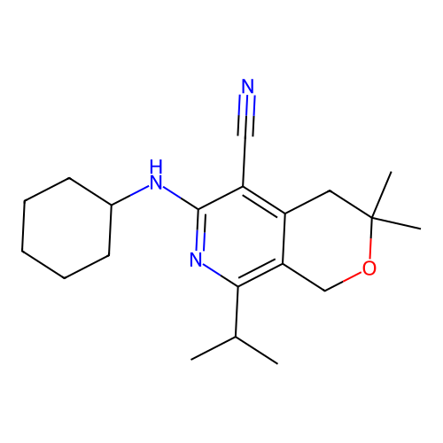 6-(CYCLOHEXYLAMINO)-3,3-DIMETHYL-8-(PROPAN-2-YL)-1H,3H,4H-PYRANO[3,4-C]PYRIDINE-5-CARBONITRILE structure