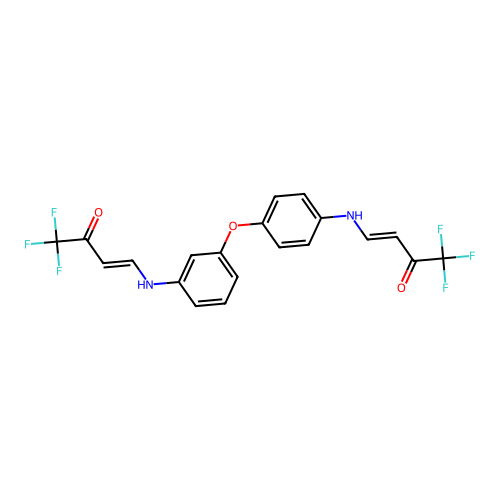 (3E)-1,1,1-trifluoro-4-{[3-(4-{[(1E)-4,4,4-trifluoro-3-oxobut-1-en-1-yl]amino}phenoxy)phenyl]amino}but-3-en-2-one structure