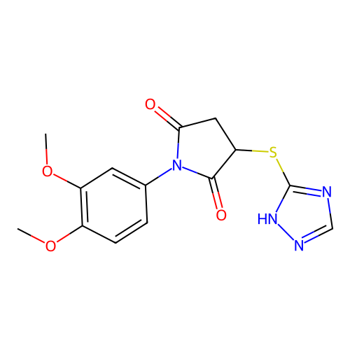 1-(3,4-dimethoxyphenyl)-3-(4H-1,2,4-triazol-3-ylsulfanyl)pyrrolidine-2,5-dione structure