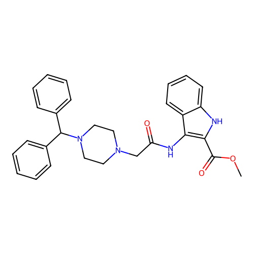 Methyl 3-[[2-(4-benzhydrylpiperazin-1-yl)acetyl]amino]-1H-indole-2-carboxylate structure
