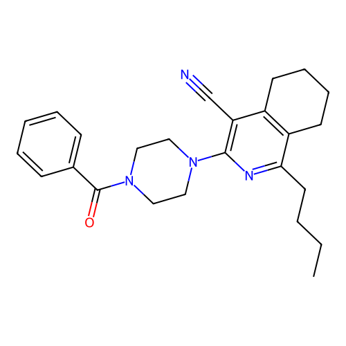 3-(4-benzoylpiperazin-1-yl)-1-butyl-5,6,7,8-tetrahydroisoquinoline-4-carbonitrile structure