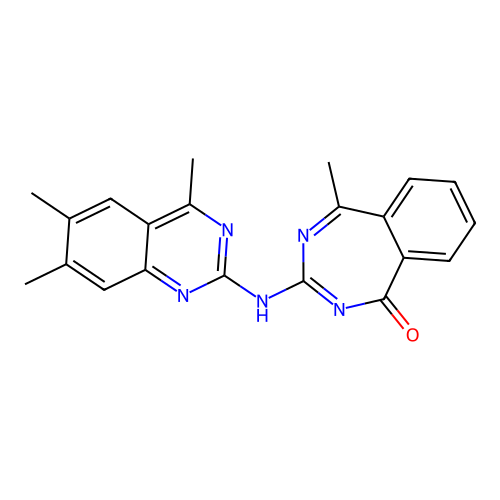 5-methyl-3-[(4,6,7-trimethylquinazolin-2-yl)amino]-1H-2,4-benzodiazepin-1-one structure