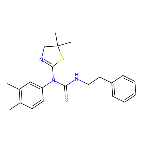 1-(3,4-dimethylphenyl)-1-(5,5-dimethyl-4H-1,3-thiazol-2-yl)-3-phenethylurea structure