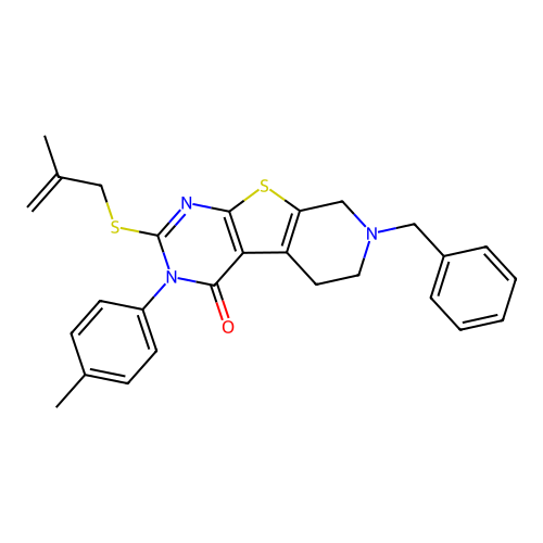 7-benzyl-3-(4-methylphenyl)-2-[(2-methylprop-2-en-1-yl)sulfanyl]-5,6,7,8-tetrahydropyrido[4',3':4,5]thieno[2,3-d]pyrimidin-4(3H)-one structure