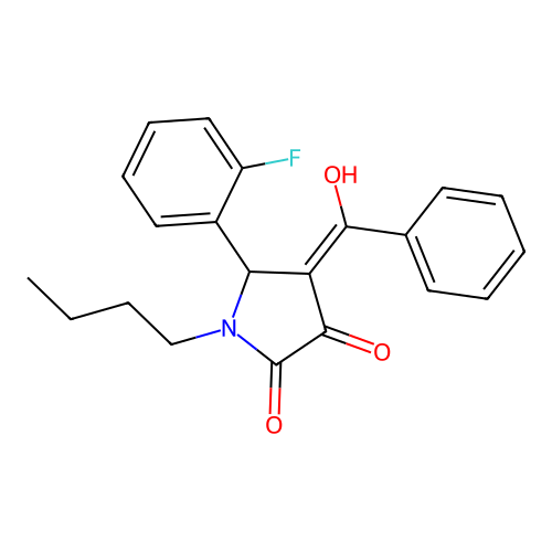 (4E)-1-butyl-5-(2-fluorophenyl)-4-[hydroxy(phenyl)methylidene]pyrrolidine-2,3-dione structure