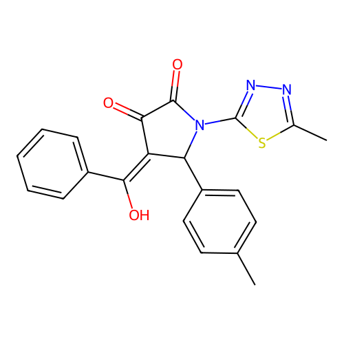 (4E)-4-[hydroxy(phenyl)methylidene]-5-(4-methylphenyl)-1-(5-methyl-1,3,4-thiadiazol-2-yl)pyrrolidine-2,3-dione structure