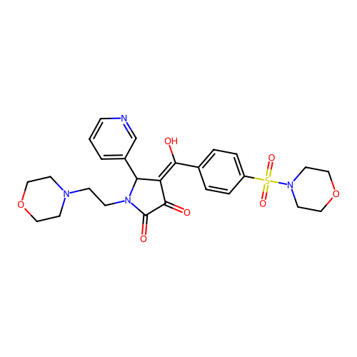 (4E)-4-[hydroxy-(4-morpholin-4-ylsulfonylphenyl)methylidene]-1-(2-morpholin-4-ylethyl)-5-pyridin-3-ylpyrrolidine-2,3-dione structure