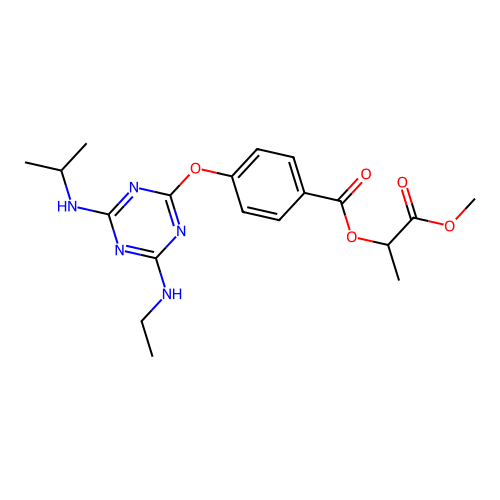 1-methoxy-1-oxopropan-2-yl 4-{[4-(ethylamino)-6-(propan-2-ylamino)-1,3,5-triazin-2-yl]oxy}benzoate structure