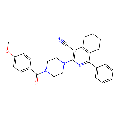 3-[4-(4-methoxybenzoyl)piperazin-1-yl]-1-phenyl-5,6,7,8-tetrahydroisoquinoline-4-carbonitrile structure
