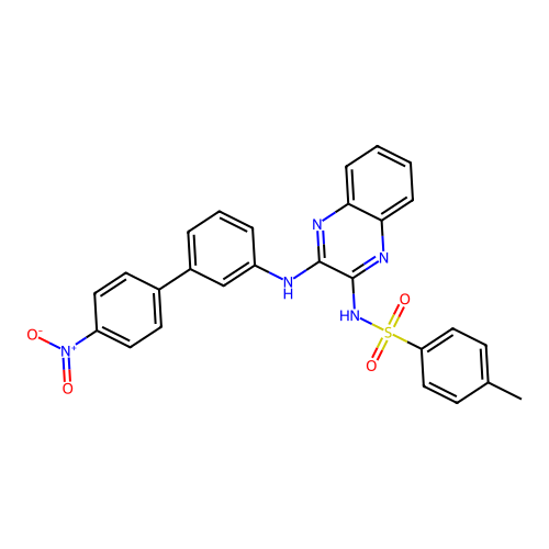 4-methyl-N-{3-[(4'-nitrobiphenyl-3-yl)amino]quinoxalin-2-yl}benzenesulfonamide structure