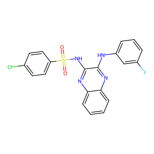 4-chloro-N-[3-(3-fluoroanilino)quinoxalin-2-yl]benzenesulfonamide structure