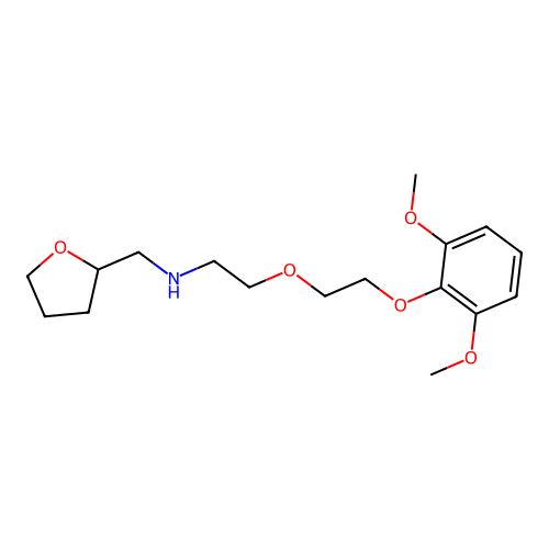 2-(2-(2,6-dimethoxyphenoxy)ethoxy)-N-((tetrahydrofuran-2-yl)methyl)ethanamine structure