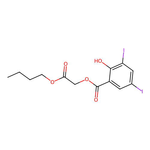 2-Butoxy-2-oxoethyl 2-hydroxy-3,5-diiodobenzoate structure