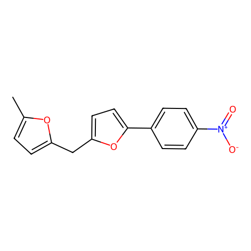 2-Methyl-5-((5-(4-nitrophenyl)furan-2-yl)methyl)furan structure