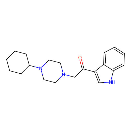 2-(4-cyclohexylpiperazin-1-yl)-1-(1H-indol-3-yl)ethanone structure