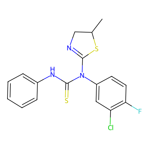 1-(3-chloro-4-fluorophenyl)-1-(5-methyl-4,5-dihydro-1,3-thiazol-2-yl)-3-phenylthiourea structure