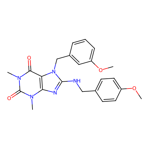 7-(3-methoxybenzyl)-8-((4-methoxybenzyl)amino)-1,3-dimethyl-1H-purine-2,6(3H,7H)-dione structure