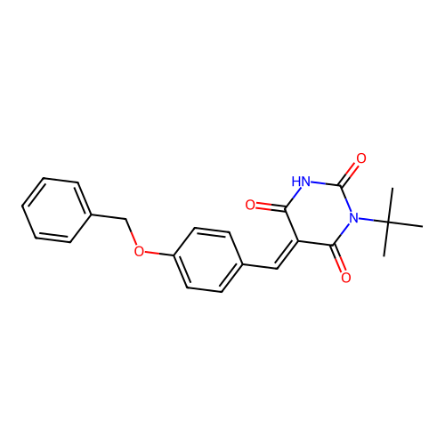 (5E)-5-[4-(benzyloxy)benzylidene]-1-tert-butylpyrimidine-2,4,6(1H,3H,5H)-trione structure