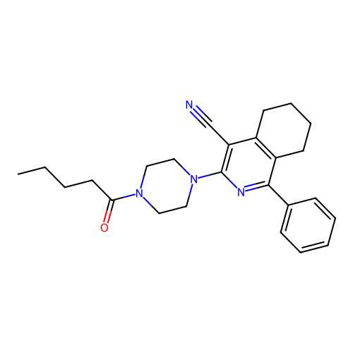 3-(4-pentanoylpiperazin-1-yl)-1-phenyl-5,6,7,8-tetrahydroisoquinoline-4-carbonitrile structure